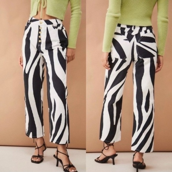 House of Sunny Rewa zebra print jeans - Picture 1 of 4